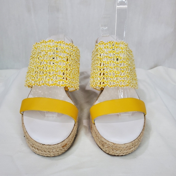 Karl Lagerfeld Yellow Celie Cut Out Sandals  Espadrille Wedge Comfortable Sz 8 - Picture 6 of 15